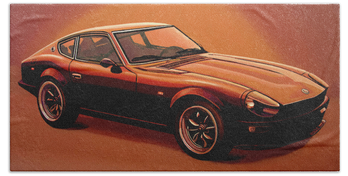 Datsun Beach Towel featuring the painting Datsun 240Z 1970 Painting by Paul Meijering