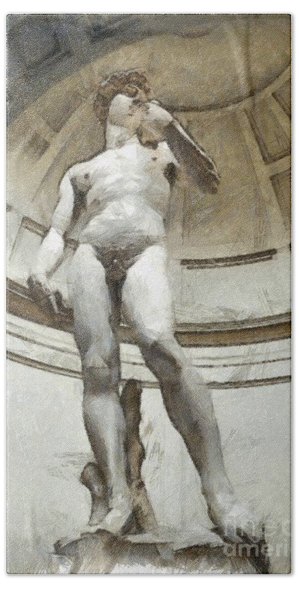 Florence Beach Towel featuring the photograph David by Michelangelo Pencil by Edward Fielding