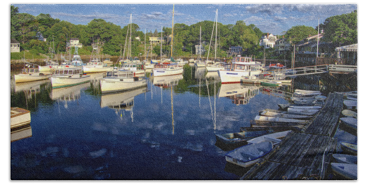 Boat Beach Towel featuring the photograph Dawn at Perkins Cove - Maine by Steven Ralser