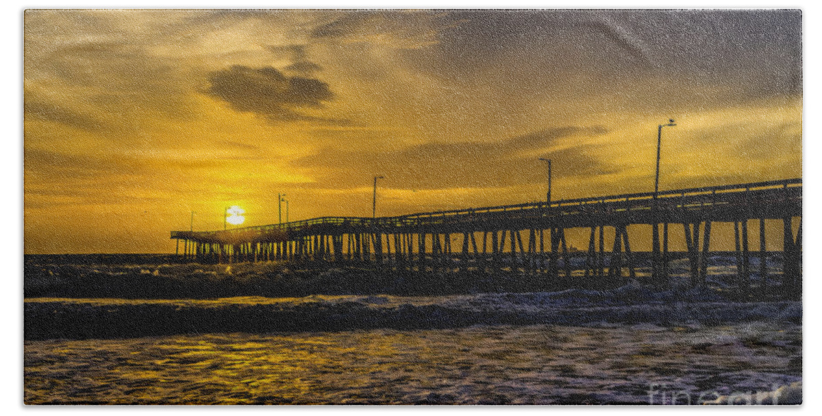 Virginia Beach Towel featuring the photograph Dawn at the Virginia Pier by Nick Zelinsky Jr