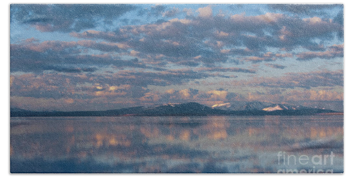 Yellowstone Lake Beach Towel featuring the photograph Dawn on Yellowstone Lake by Sandra Bronstein