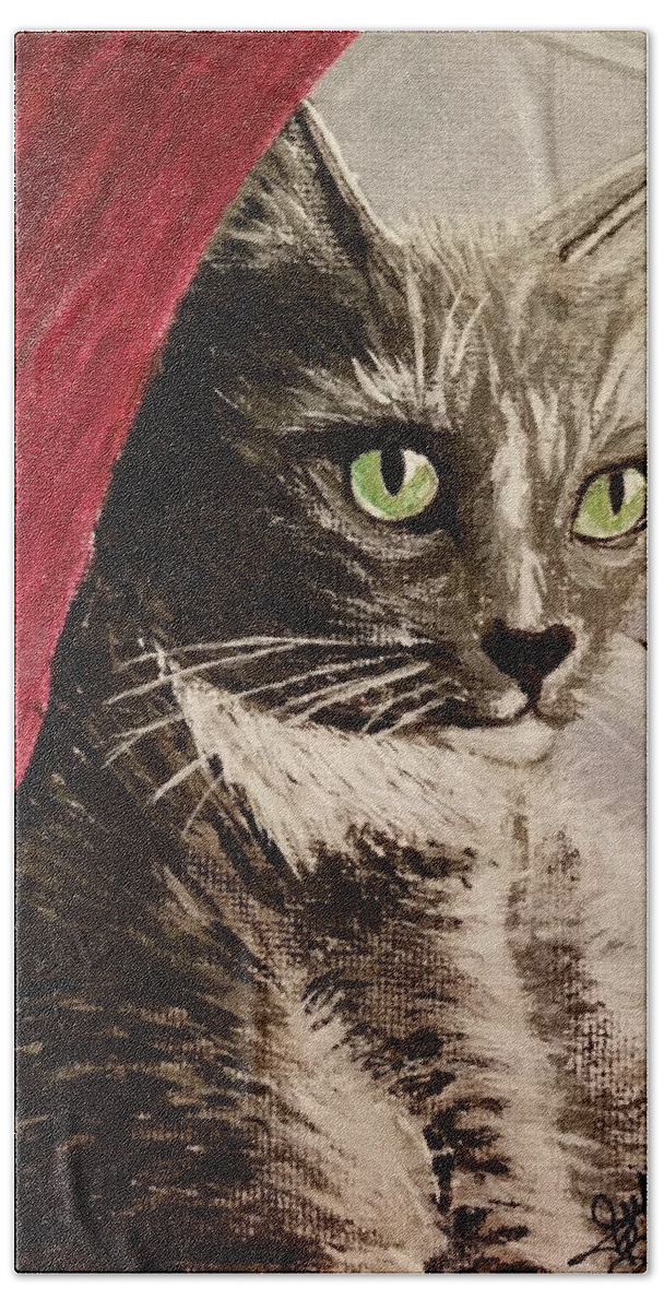Cat Beach Towel featuring the painting Day Dreamer by Julie Belmont