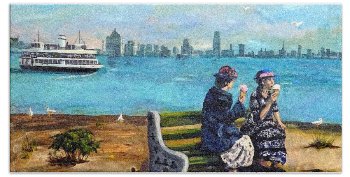 Toronto Beach Sheet featuring the painting Day Off At The Island by Brent Arlitt