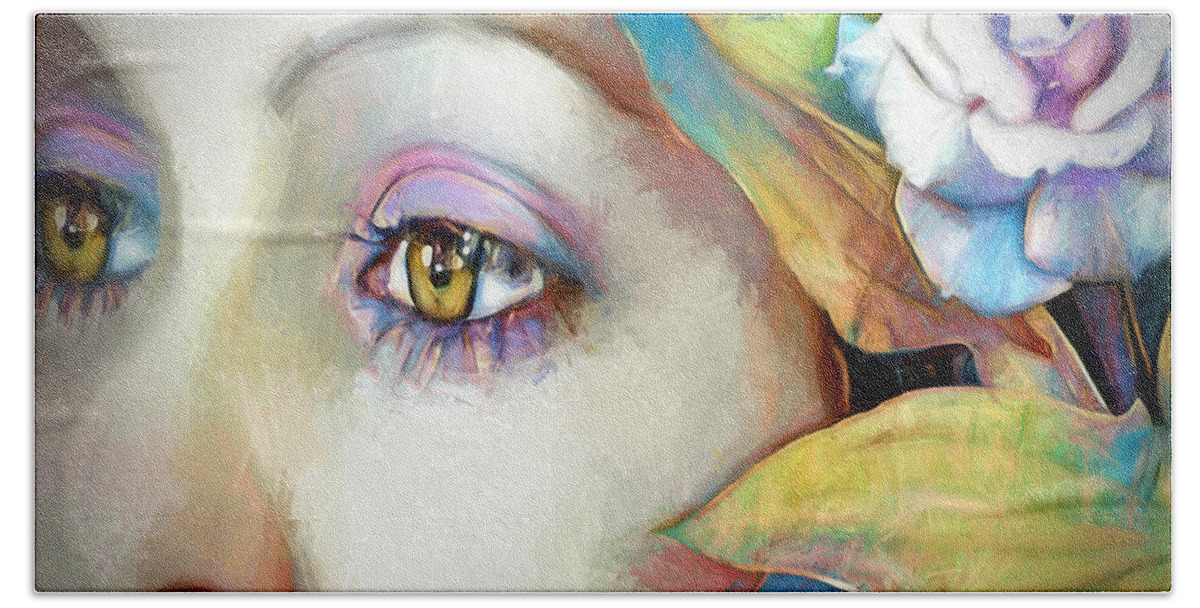 Eyes Beach Towel featuring the digital art Daydreaming by Pennie McCracken