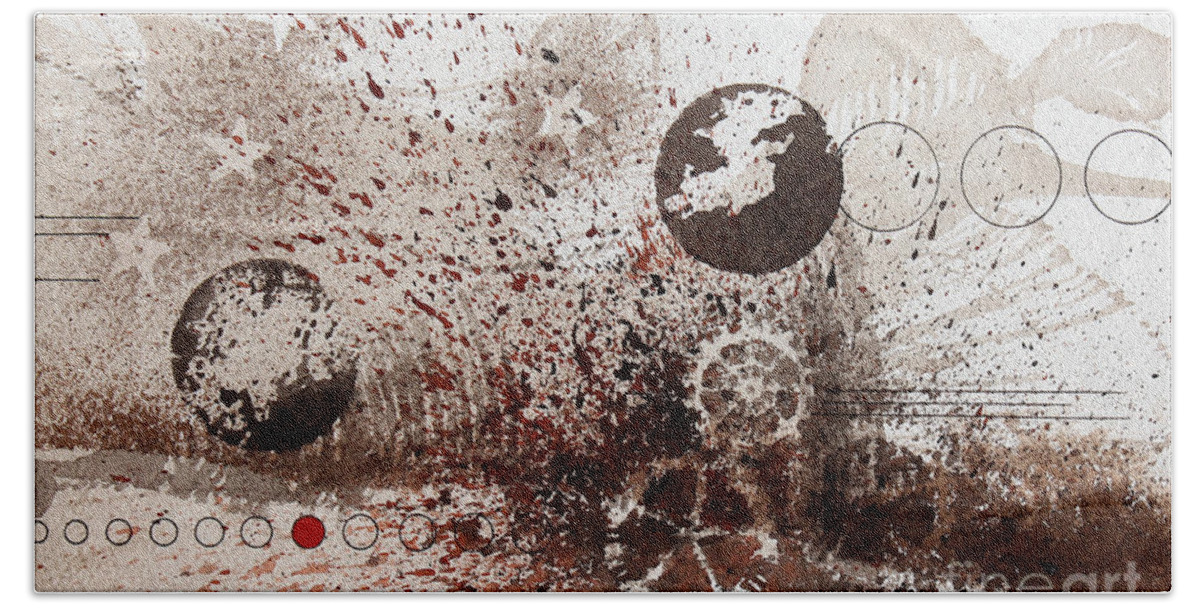 An Abstract In Sepia Tones. Beach Towel featuring the painting Days Of Old by Monte Toon