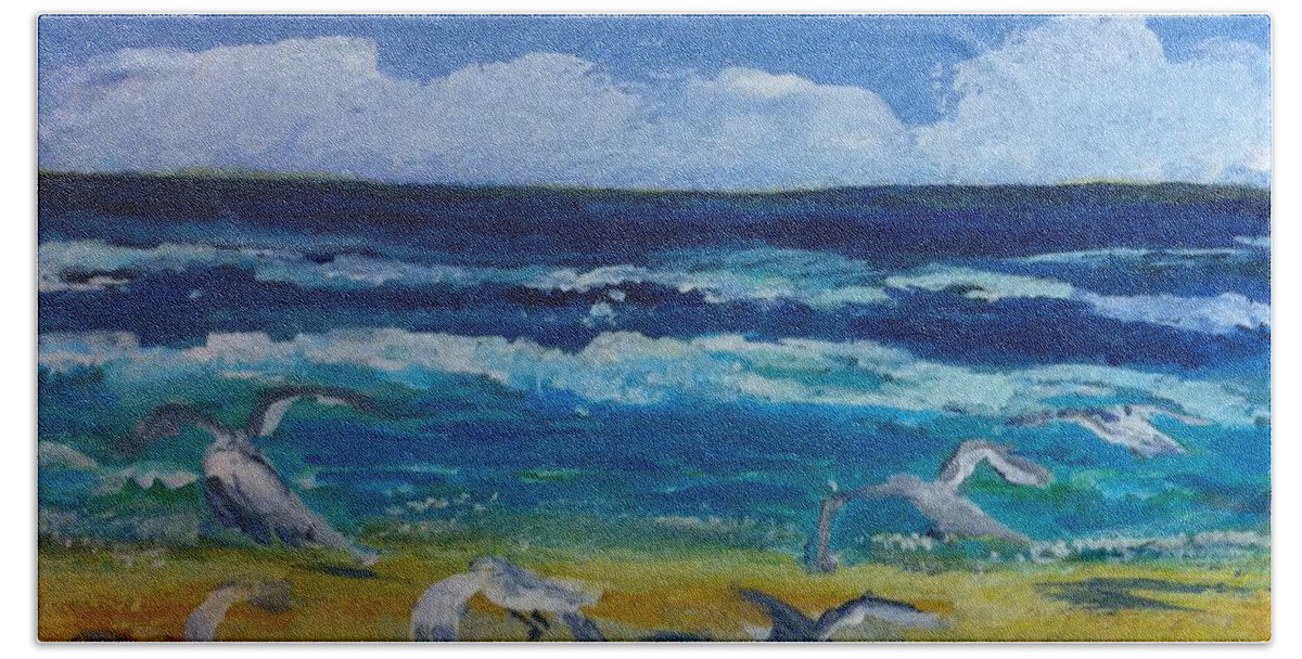 Daytona Beach Beach Towel featuring the painting Daytona Beach by Lessandra Grimley