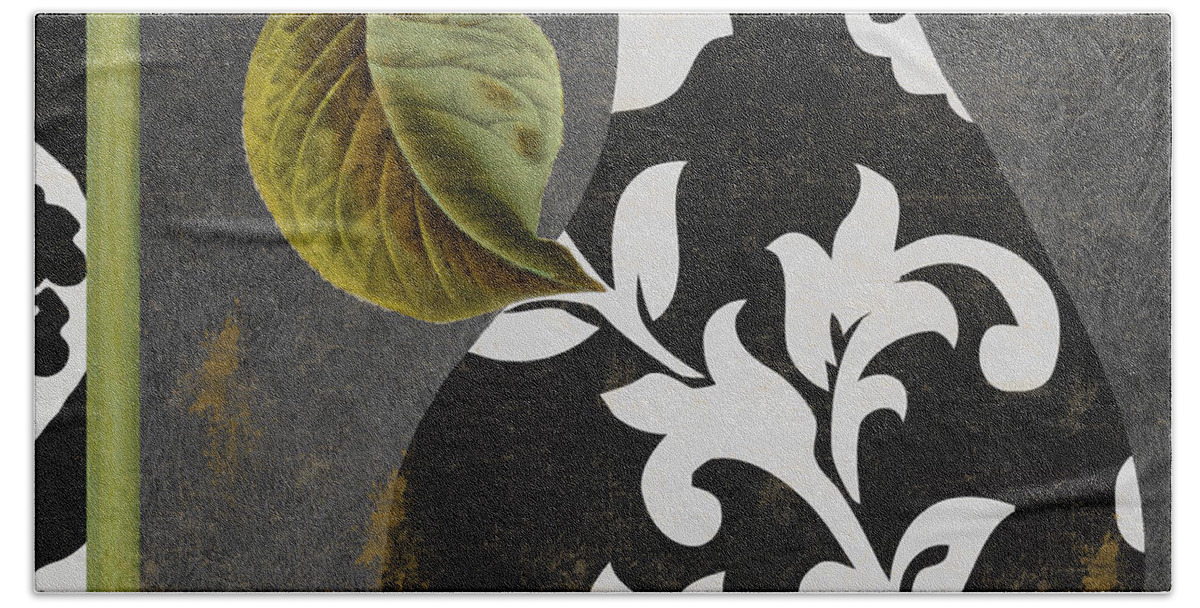 Pear Beach Towel featuring the painting Decorative Damask Pear II by Mindy Sommers