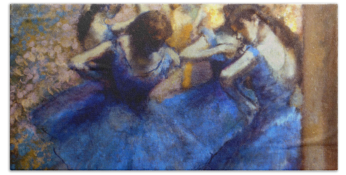 1890 Beach Sheet featuring the painting BLUE DANCERS, c1890 by Edgar Degas