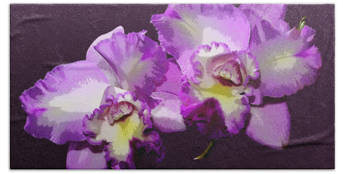 Flower Beach Towel featuring the photograph Delicate Purple Orchids by Phyllis Denton