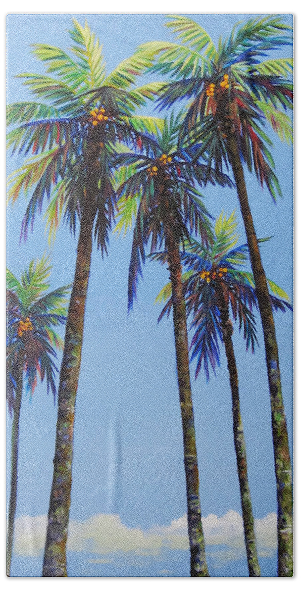 Palm Beach Towel featuring the painting Delray Palms II by Anne Marie Brown