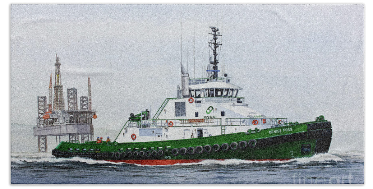 Arctic Tug Beach Sheet featuring the painting Denise Foss by James Williamson