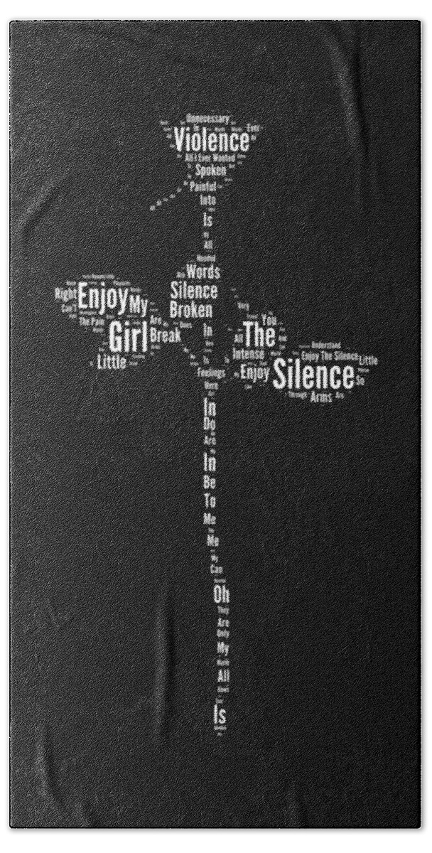 Depeche Mode Beach Towel featuring the digital art Enjoy The Silence White Words by Luc Lambert