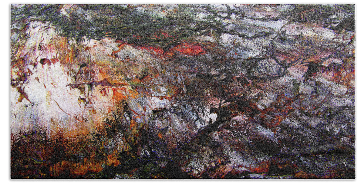 Depths Of Sorrow Abstract Beach Towel featuring the digital art Depths Of Sorrow Abstract Grunge by Georgiana Romanovna