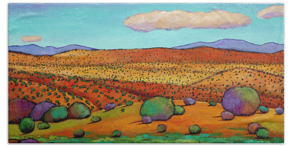 New Mexico Desert Beach Towel featuring the painting Desert Day by Johnathan Harris