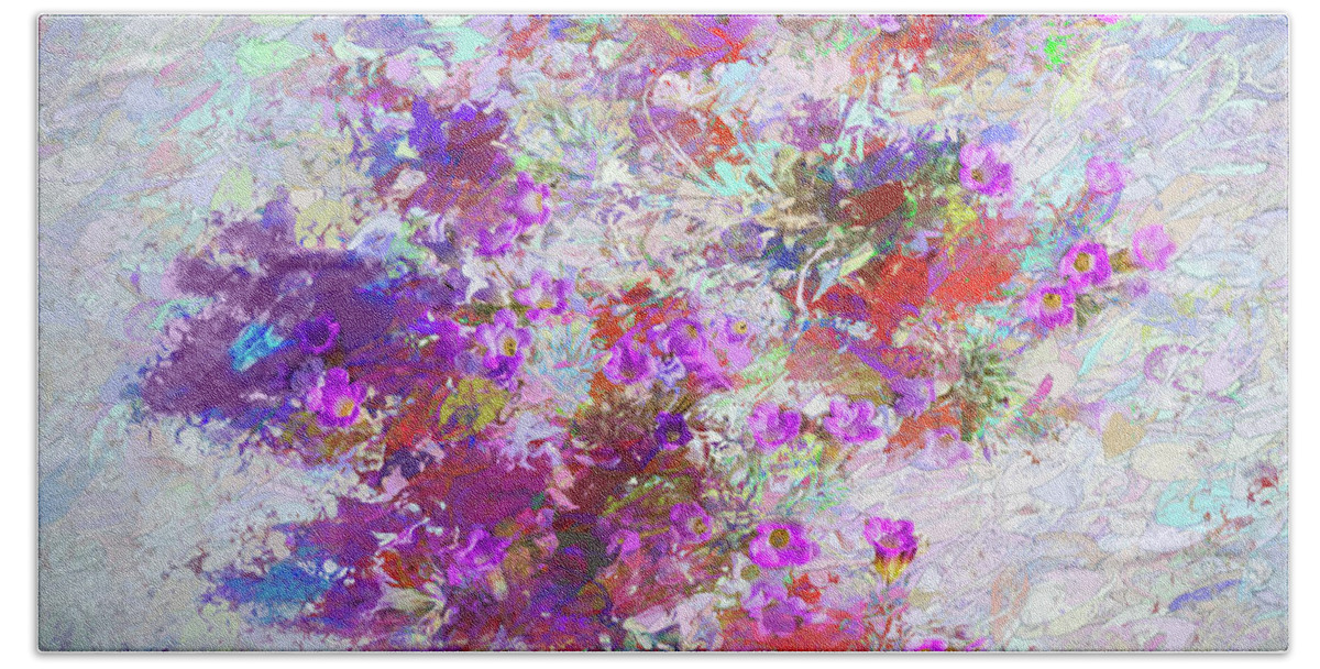 Flowers Beach Sheet featuring the painting Desert Flowers Abstract 3 by Penny Lisowski