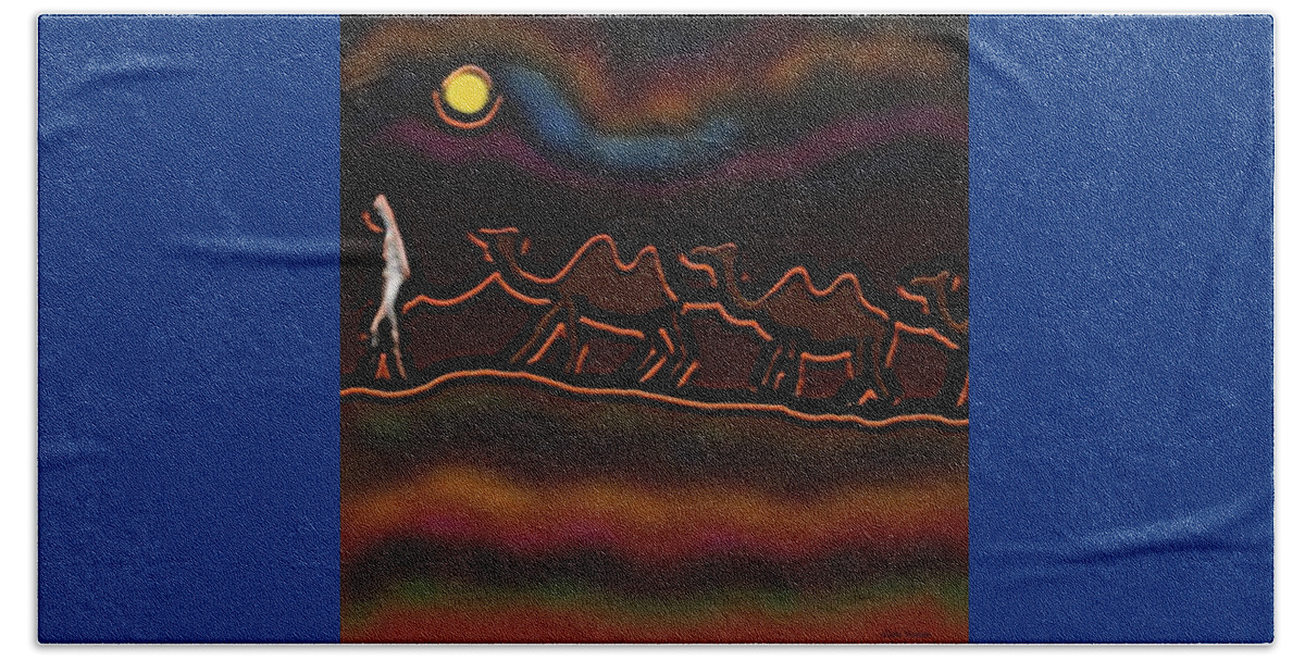 Desert Painting Beach Towel featuring the digital art Desert Stories by Latha Gokuldas Panicker