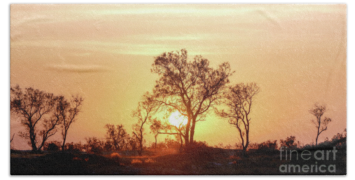 Desert Beach Sheet featuring the photograph Desert sunset by Arik Baltinester