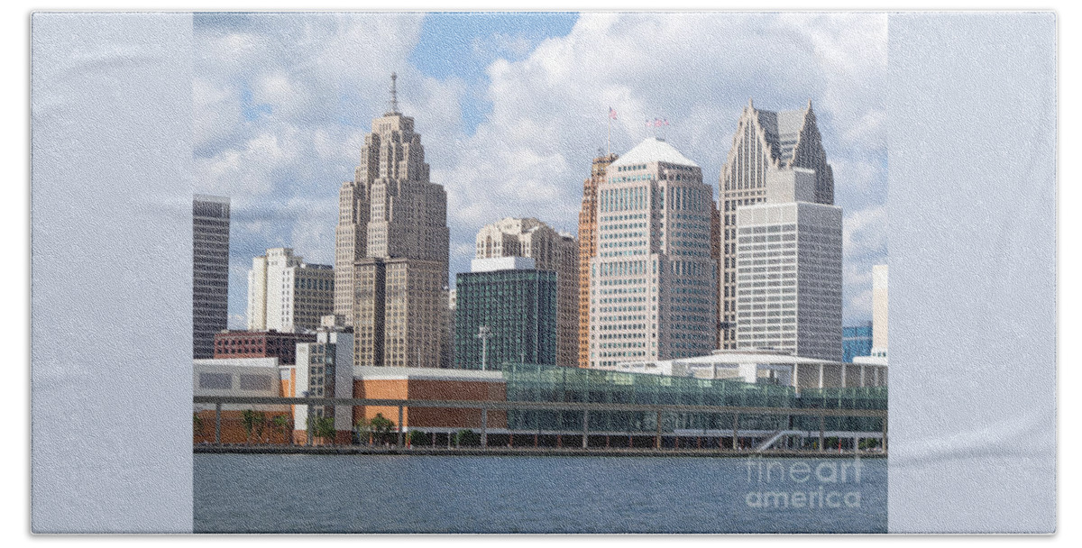 Detroit Beach Towel featuring the photograph Detroit Financial District by Ann Horn