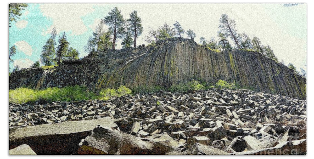 Basaltic Columns Beach Sheet featuring the photograph Devils Postpile Wide by Joe Lach