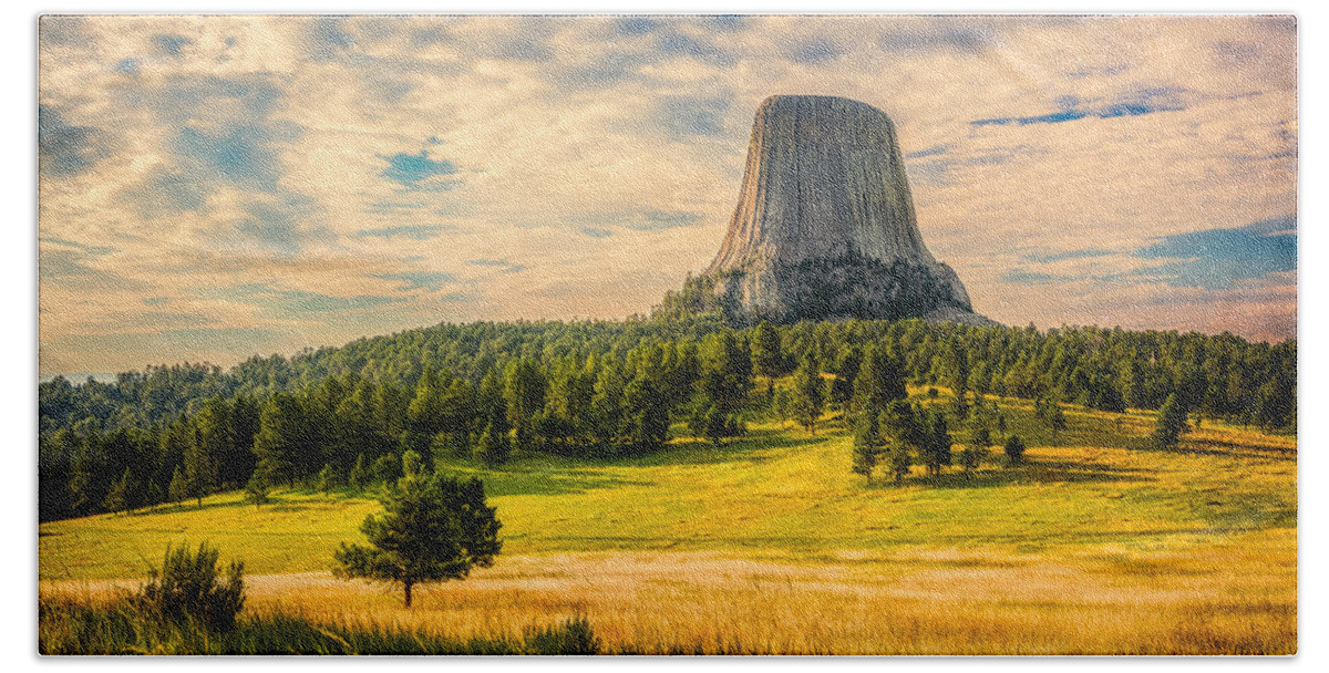 National Park Beach Sheet featuring the photograph Devil's Tower - the Other Side by Rikk Flohr