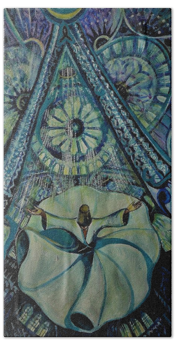 Turkey Beach Towel featuring the painting Devotional Dance. by Anna Duyunova