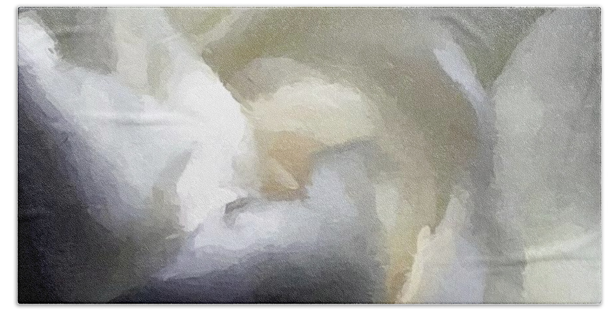Digital Painting Beach Towel featuring the digital art Digital Painting Gardenia Flower by Delynn Addams