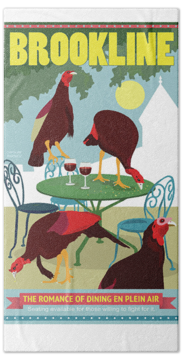 Brookline Turkeys Beach Sheet featuring the digital art Dining En Plein Air by Caroline Barnes