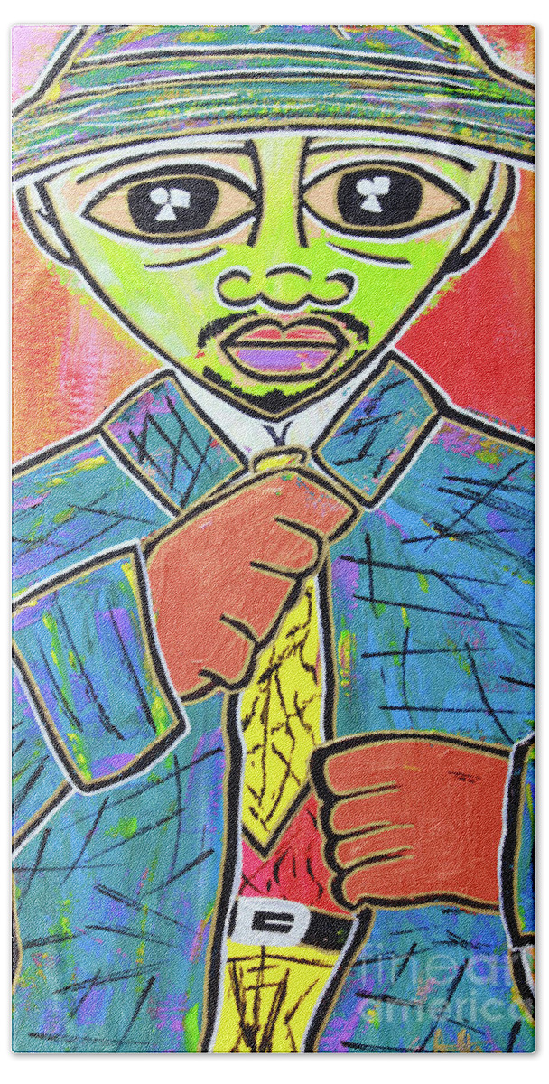  Beach Towel featuring the painting Dipped and Dapper by Odalo Wasikhongo