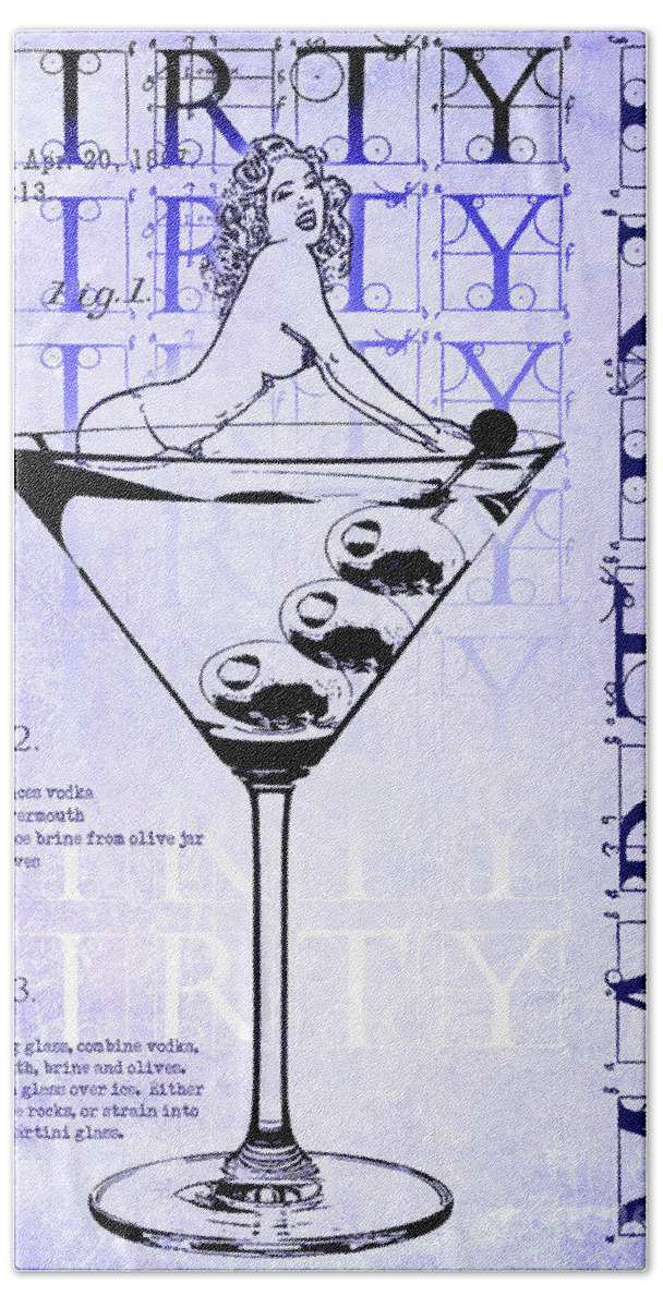 Martini Beach Sheet featuring the photograph Dirty Dirty Martini Patent Blueprint by Jon Neidert