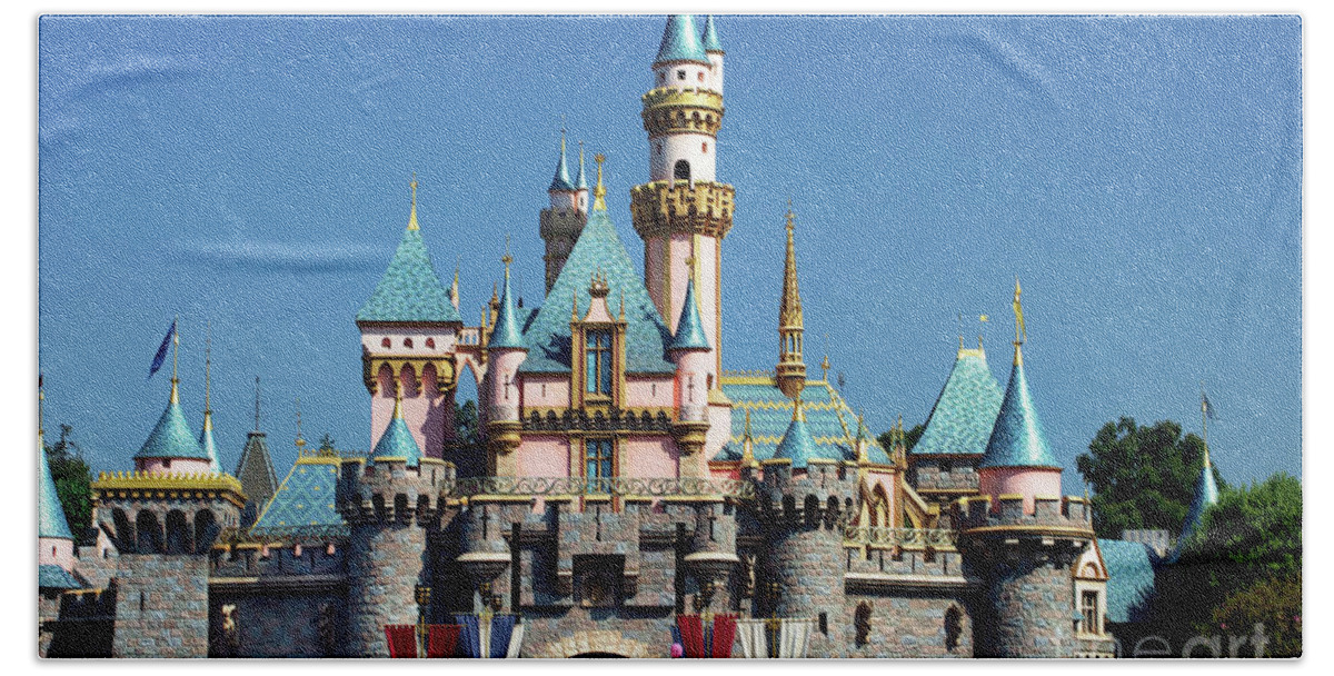 Disney Castle Beach Sheet featuring the photograph Disneyland Castle by Mariola Bitner