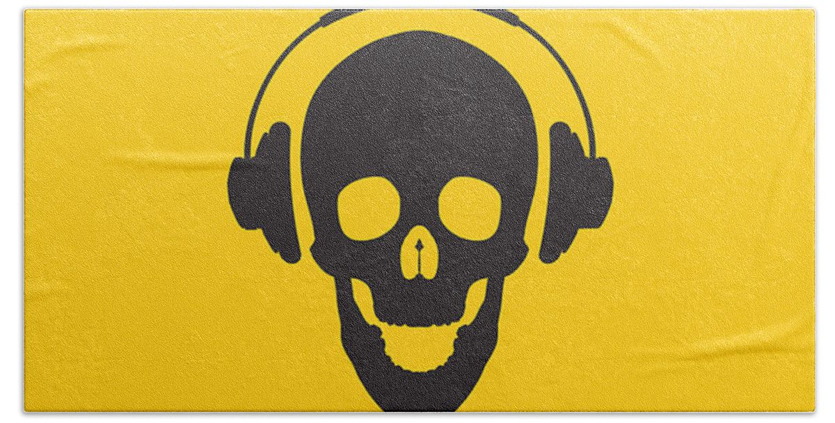 Skull Beach Towel featuring the photograph DJ Skeleton by Pixel Chimp