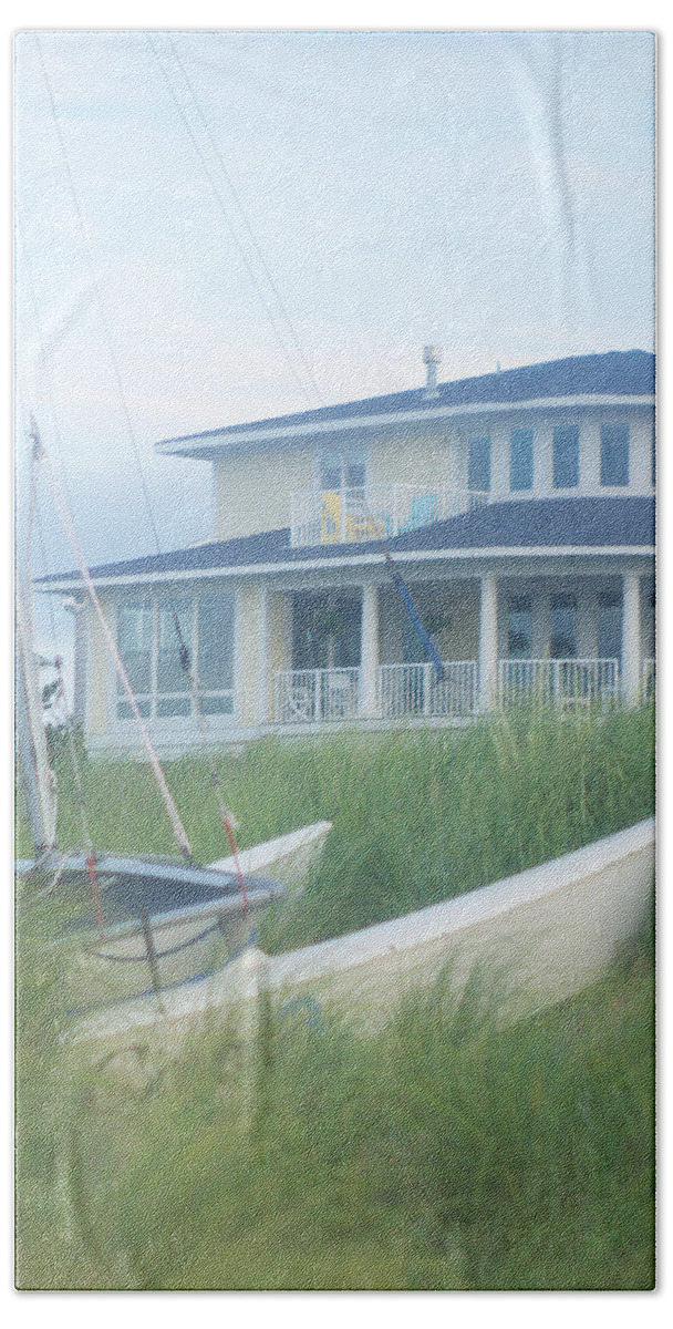Windsail Beach Sheet featuring the photograph Docked In The Yard At Chic's Beach VA Beach by Suzanne Powers