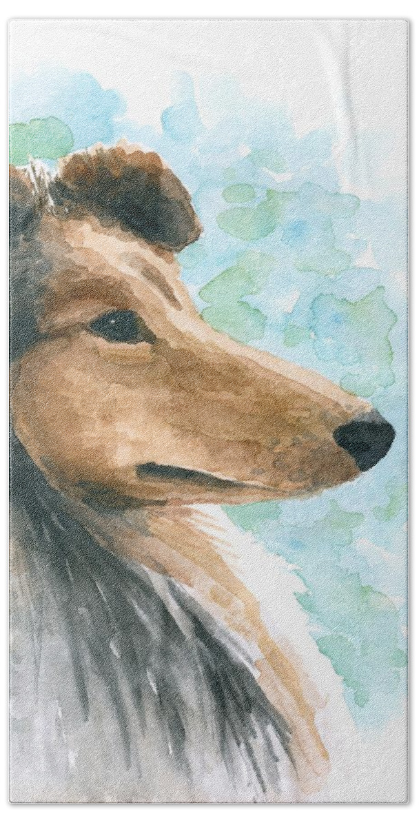 Dog Beach Towel featuring the painting Dog 132 by Lucie Dumas