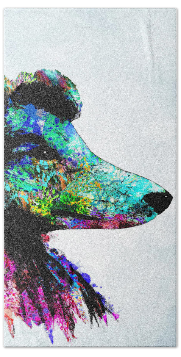 Dog Beach Towel featuring the digital art Dog 136 Collie by Lucie Dumas