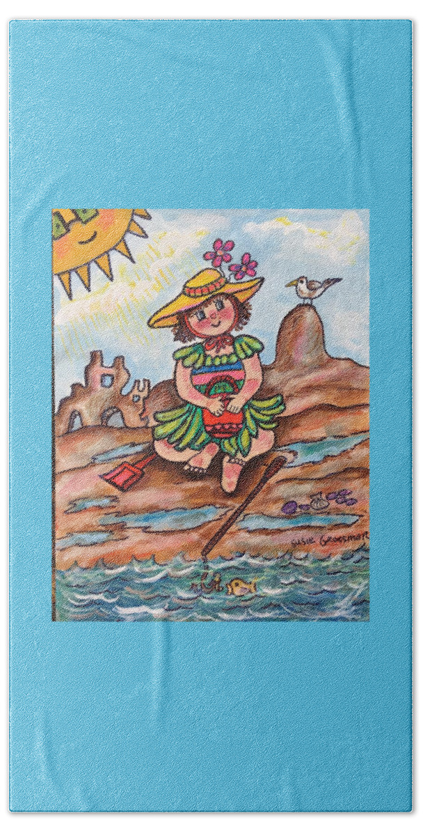 Beach Beach Towel featuring the painting Dolly at the Beach by Susie Grossman