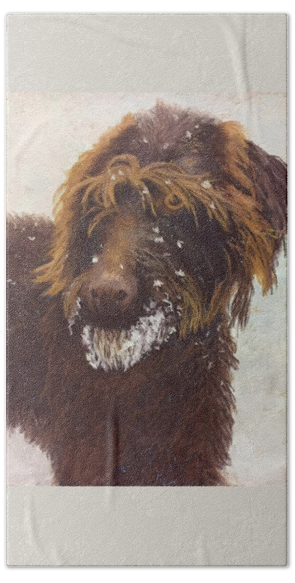 Snow Beach Sheet featuring the painting Don't Eat the Snow by Nancy Jolley