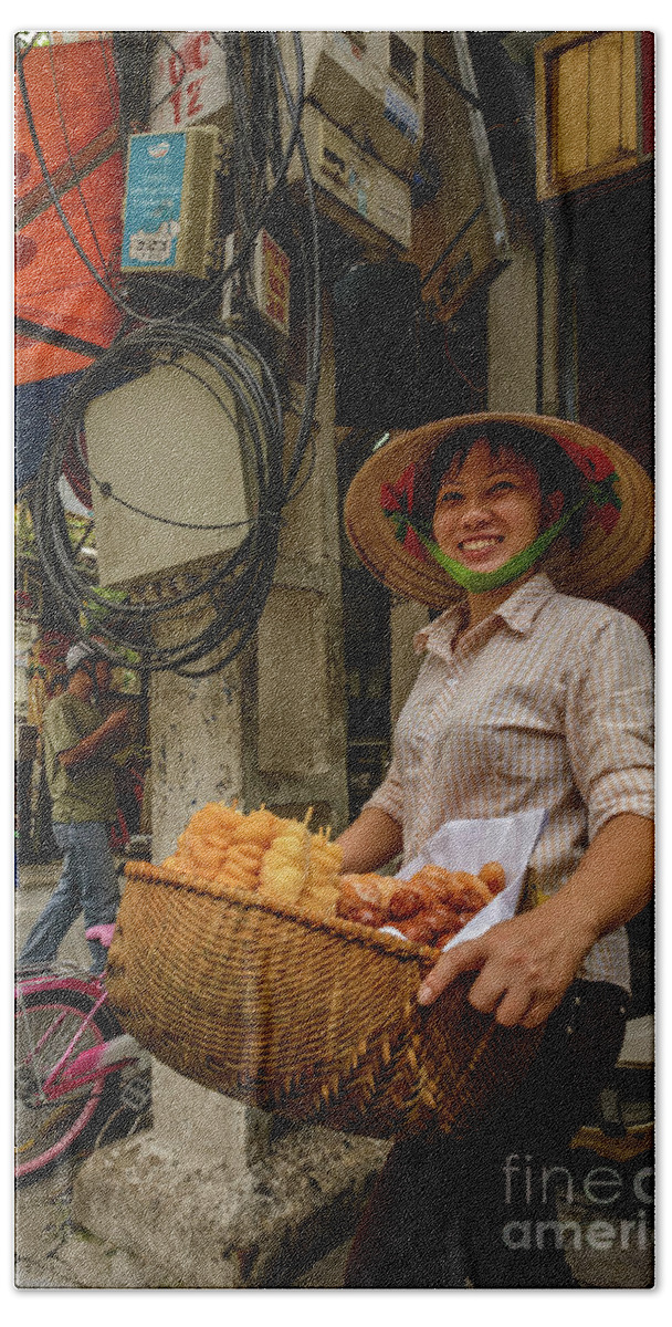 Asia Beach Towel featuring the photograph Donut Seller by Werner Padarin