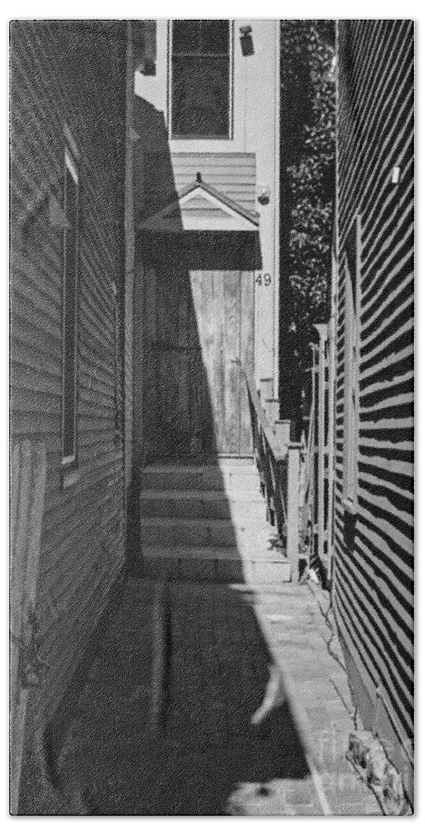 Alley Beach Sheet featuring the photograph Door in an Alley by Kevin Fortier