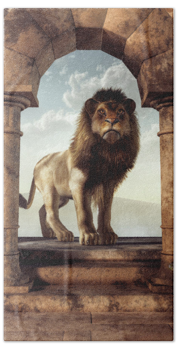  Beach Towel featuring the digital art Door to the Lion's Kingdom by Daniel Eskridge