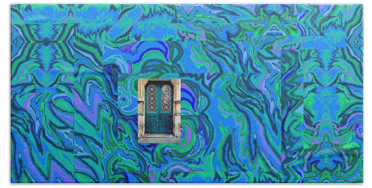 Water Beach Sheet featuring the digital art Doorway into Multi-Layers of Water Art Collage by Julia Woodman