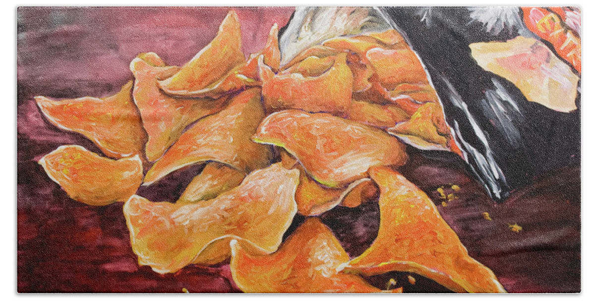 Doritos Beach Towel featuring the painting Doritos by Nik Helbig