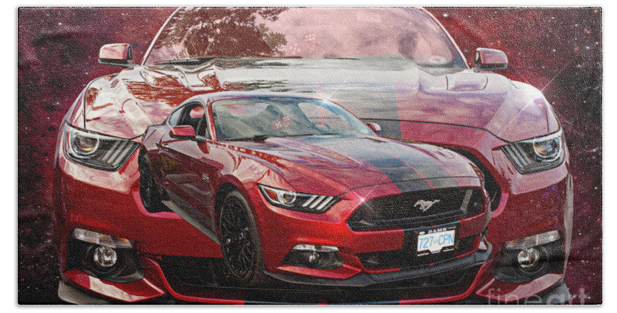 Cars Beach Towel featuring the photograph Double Exposure Mustang by Randy Harris