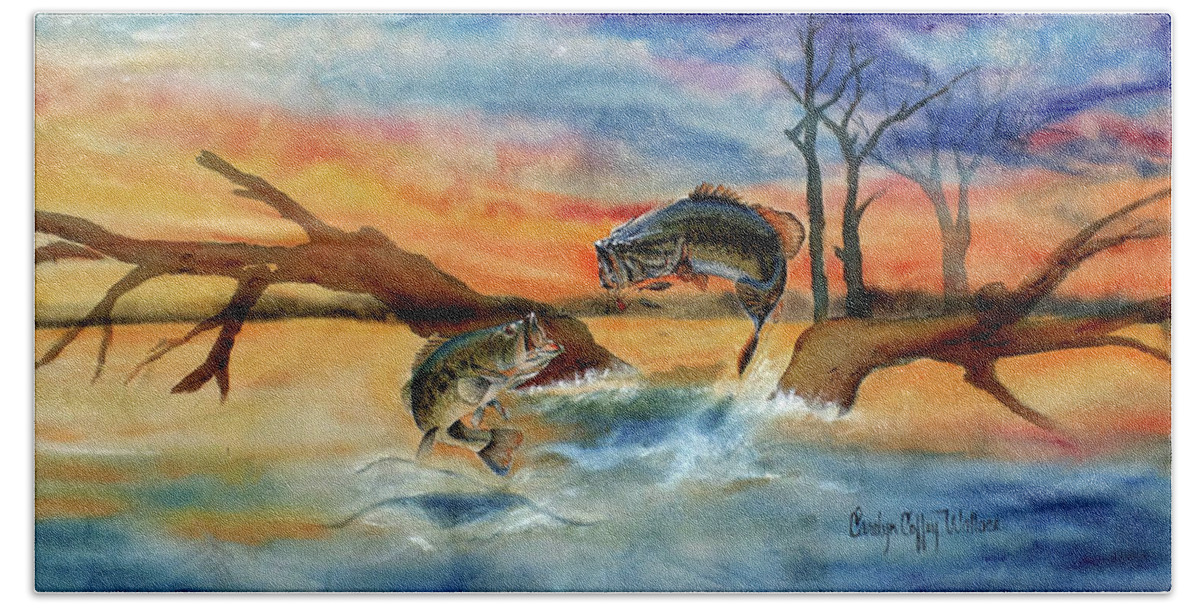 Nature Beach Sheet featuring the painting Double Jump by Carolyn Coffey Wallace