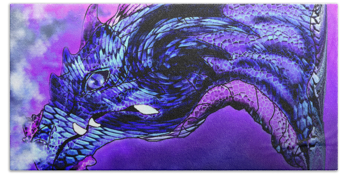 Digital Art Beach Towel featuring the digital art Dragon Fantasy by Artful Oasis