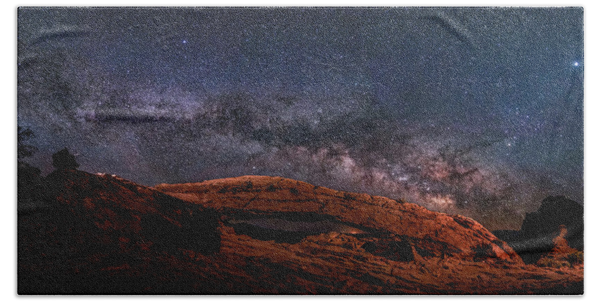 Mesa Arch Beach Towel featuring the photograph Draped in Stars by Judi Kubes