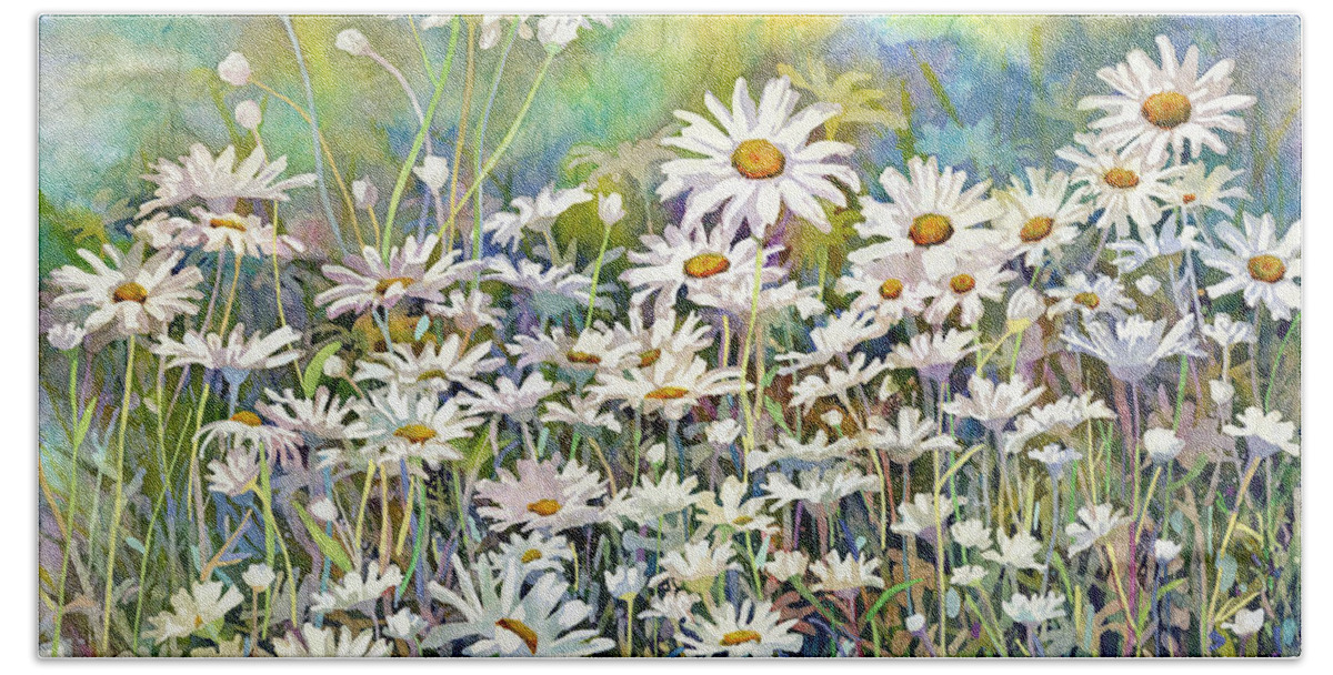 Daisy Beach Towel featuring the painting Dreaming Daisies by Hailey E Herrera