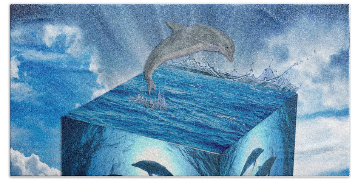 Fantasy Beach Towel featuring the mixed media Dreaming Of Dolphins by Marvin Blaine