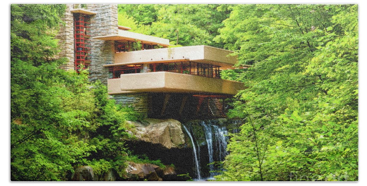 Fallingwater Beach Towel featuring the photograph Dreaming of Fallingwater Two by Rachel Cohen
