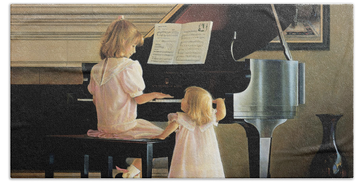 Piano Beach Towel featuring the painting Dress Rehearsal by Greg Olsen