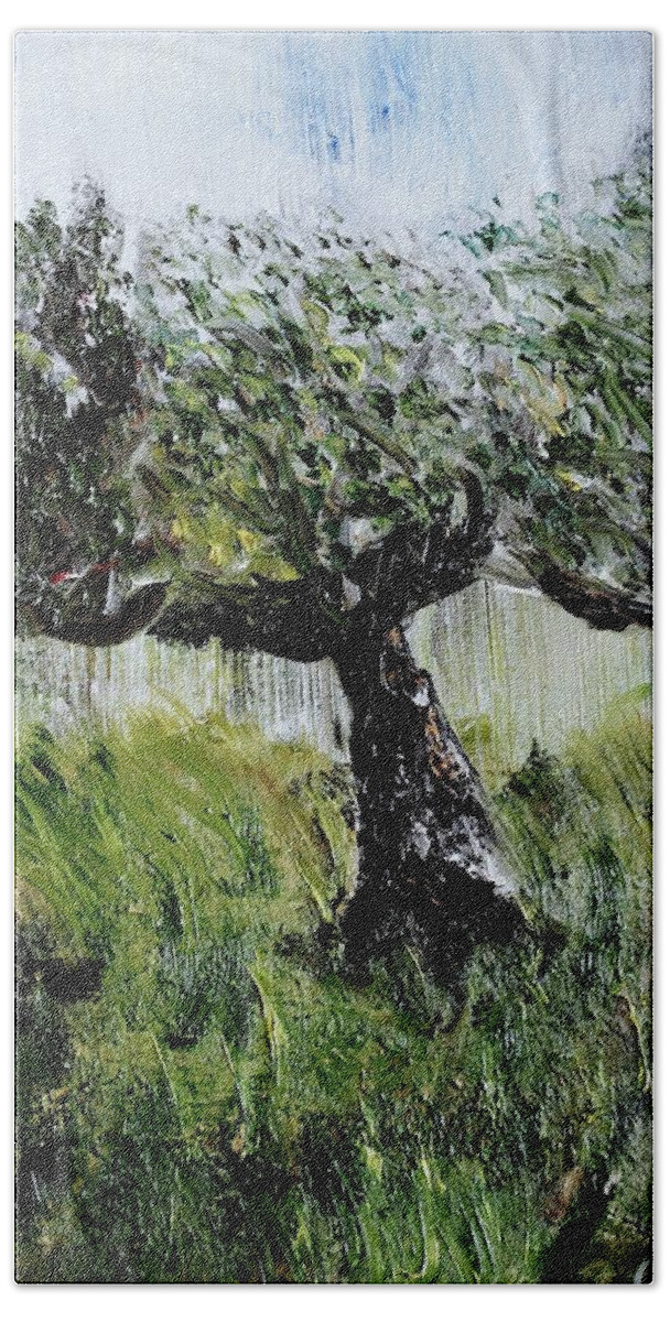 Trees Beach Towel featuring the painting Drizzle by Evelina Popilian